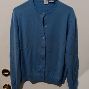 French Blue 100% Cashmere Cardigan Sweater Size XLarge by TSE